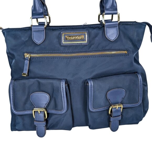 Calvin Klein Large Belfast Blue Nylon Organizer Buckle Zip Tote - Picture 2 of 11